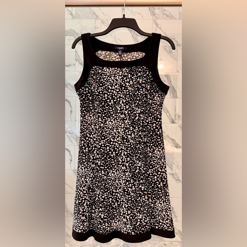 Chaps Black and White Floral Mini Dress